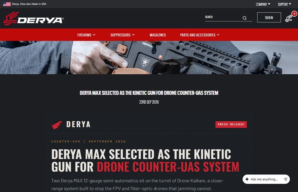 Derya Arms (ABD) – üretici bülteni